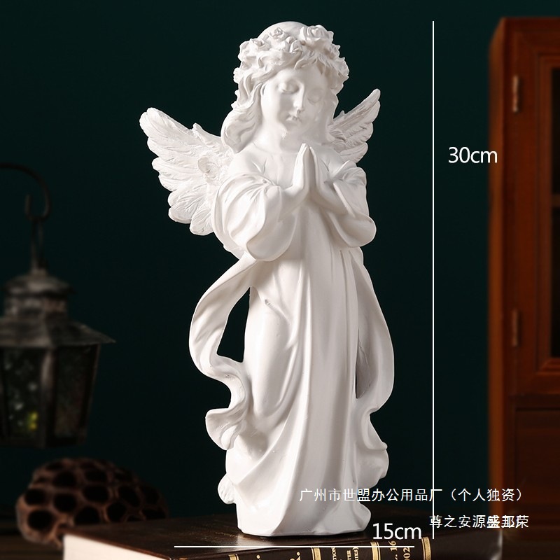 Emperatorio europeo retro Angel adornos estadounidenses resina yeso escultura Angel Girl decoración de mesa