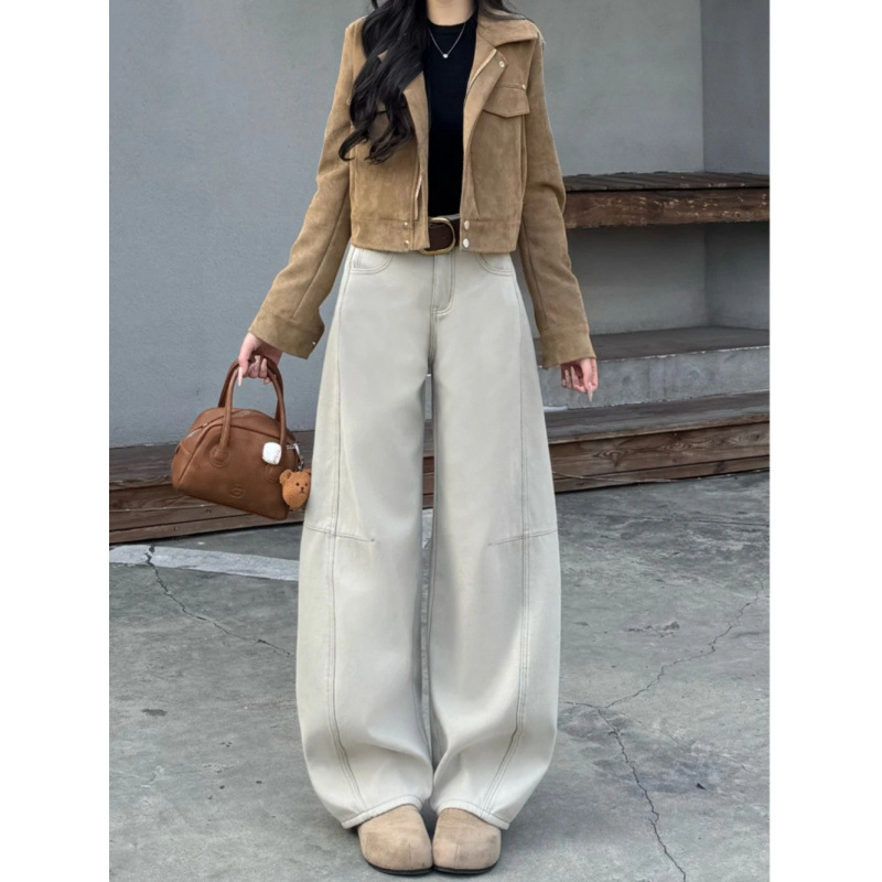2026 Summer Versatile Denim Straight-Leg Wide-Leg Pants for Women 145cm Petite Size