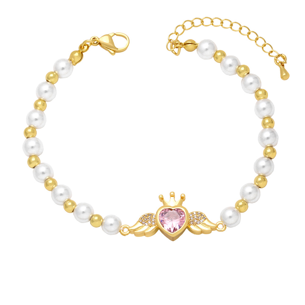 Fashion Heart Shape Copper Plating Rhinestones Bracelets 1 Piece