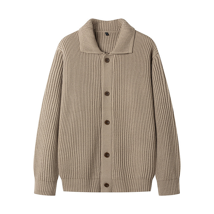 Suéter tipo abrigo para otoño e invierno, cárdigan de punto grueso para hombre, de color liso, estilo holgado, informal, para comercio exterior.