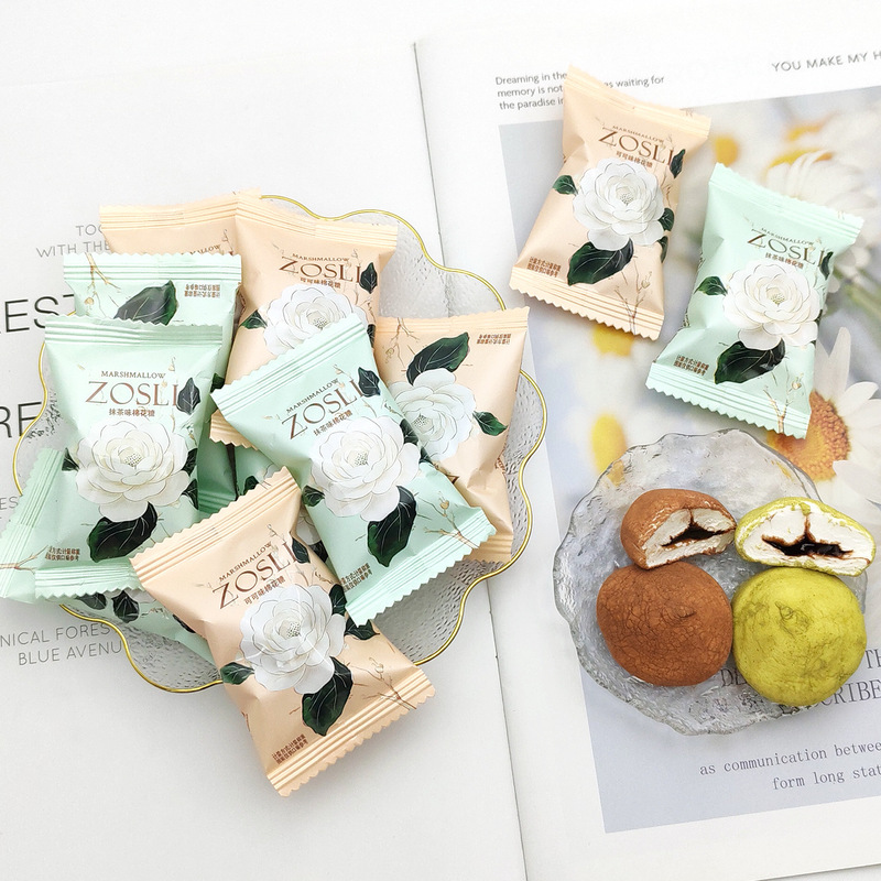 ZOSLI Matcha-flavored stuffed marshmallow, cocoa-flavored candy, wedding favors, bulk snacks ZOSLI Matcha-flavored stuffed marshmallow, cocoa-flavored candy, wedding favors, bulk snacks