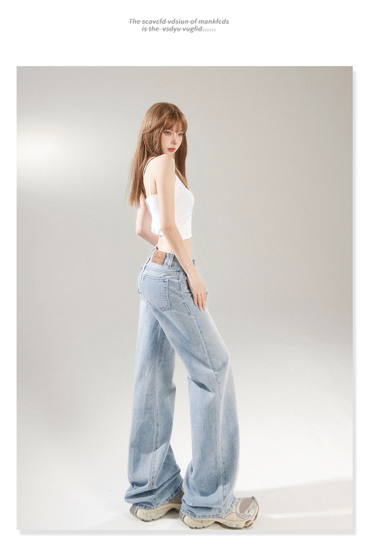 American retro low-waisted spicy girl loose wide-leg pants versatile spring and summer straight-leg jeans for women & long pants pic 7