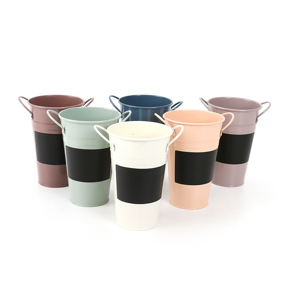 Многоцветная Оловянная бочка с небольшой доской украшение для дома цветочной коробки украшение цветочного магазина ведро для цветов Творческий цветочный горшок