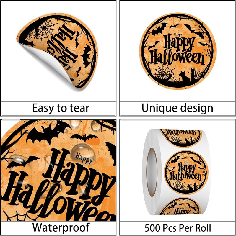 500 ハロウィンホリデーお祝いスカル粘着ステッカーラベルシールステッカー|undefined