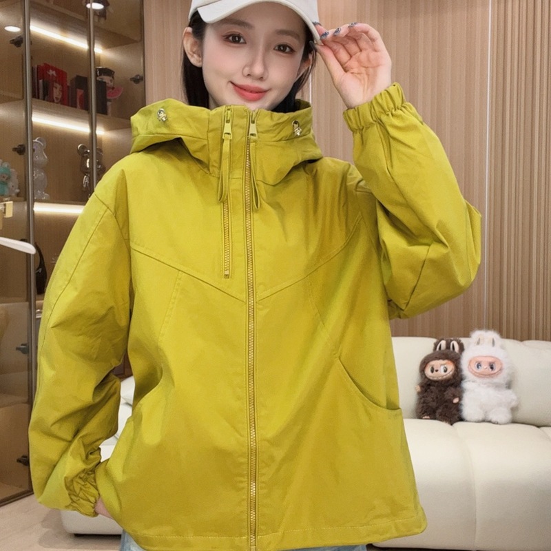 双拉链女款连帽春秋纯色短款休闲拼接防风韩版短外套2502紫色|undefined