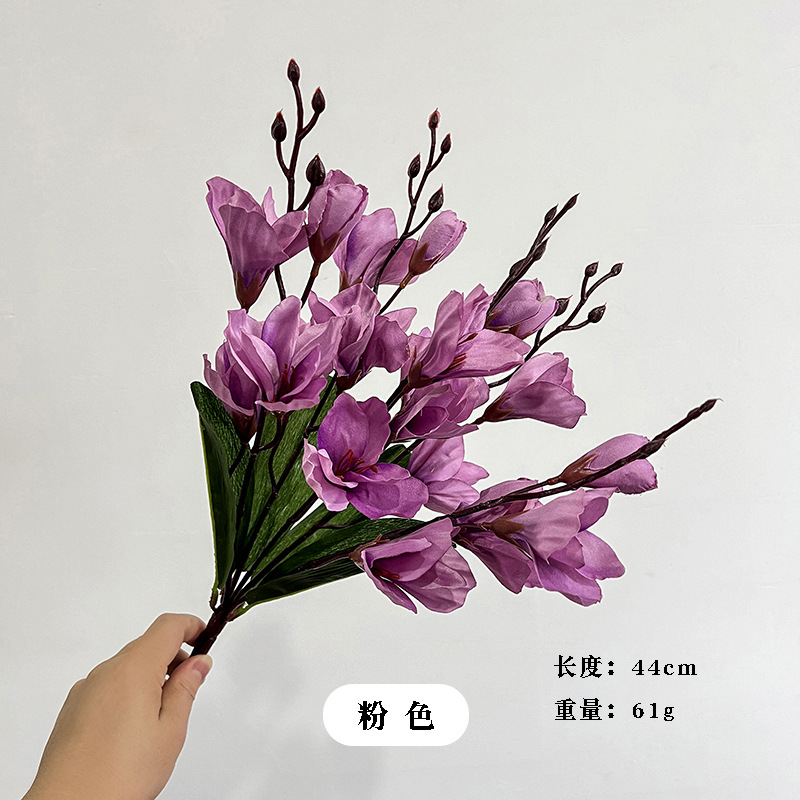 Simulación de magnolia única 5 horquilla 20 orquídeas decoración del hogar adornos de plástico flores falsas props de disparo al por mayor
