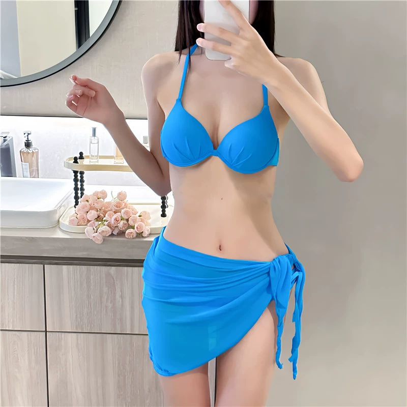 Halter Push-up Bikini — Adjustable Tie Sides, Beach Support, Sizes M–XL+
