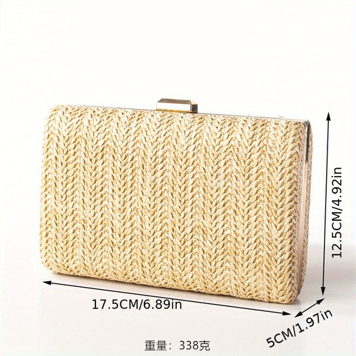 Creative Grass Weaving Square Handbag, Evening Clutch, Ladies' Elegant Dinner Bag, Solid Color Chain Bag, Wholesale