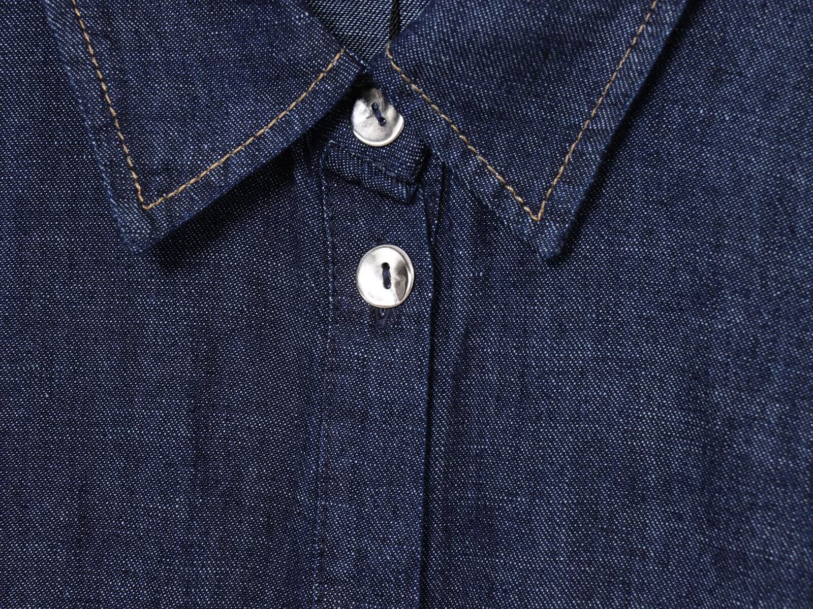 Cross-border European American Women's Fashion Bestseller: Casual And Stylish Denim Blend Shirt With_ecoleips.com