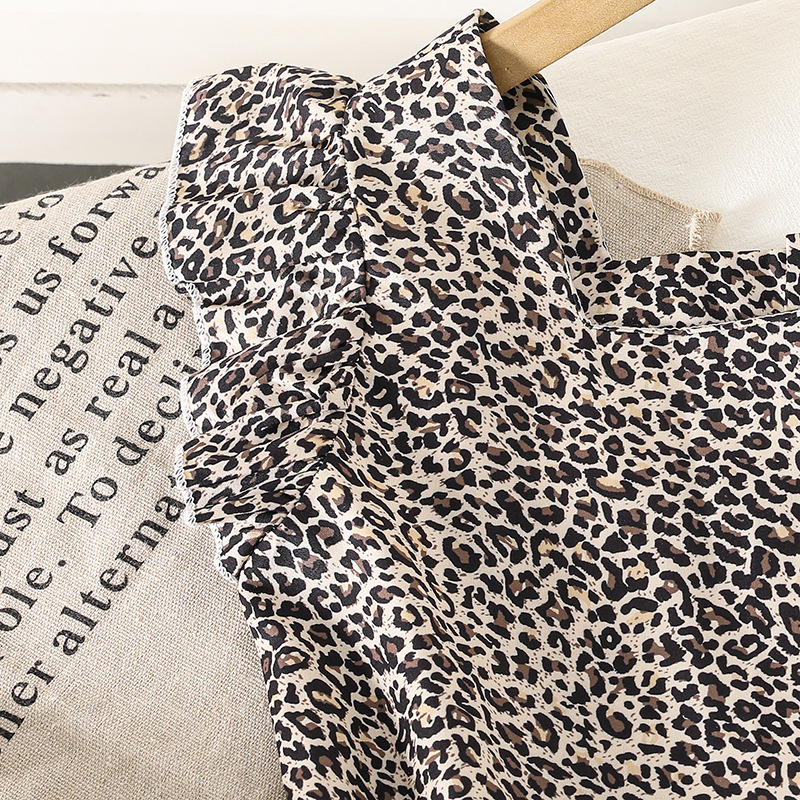 Ropa de niña de comercio exterior transfronterizo 2025 verano nuevo estilo Amazon estación independiente moda estampado de leopardo mono de manga corta image 3
