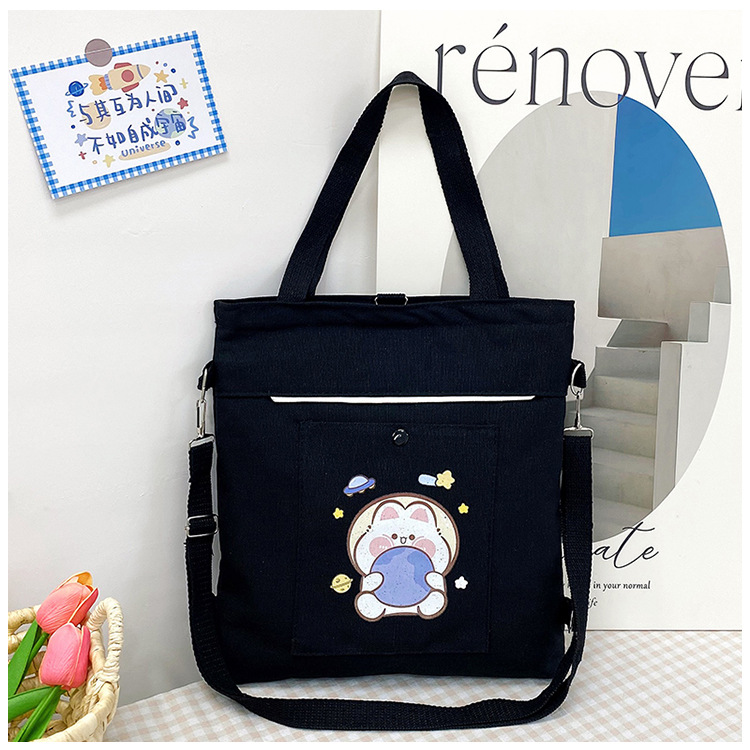 Wholesale of 2025 new cartoon casual canvas bags, large-capacity, fashionable and cute girl single-shoulder bags and tote crossbody bags undefined