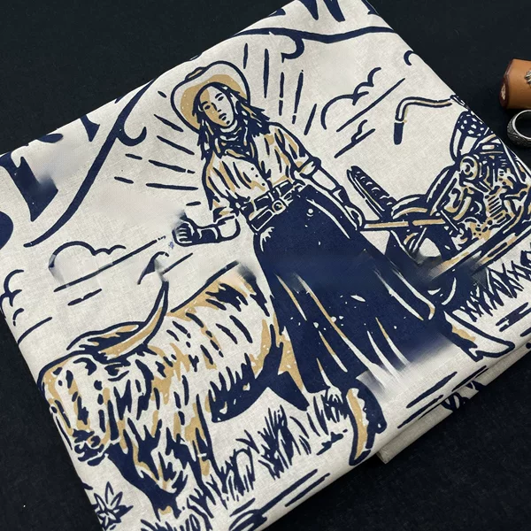 Pure Cotton Denim ranch motorcycle classic American symbol retro style square scarf hip hop street dance motorcycle headscarf face towel