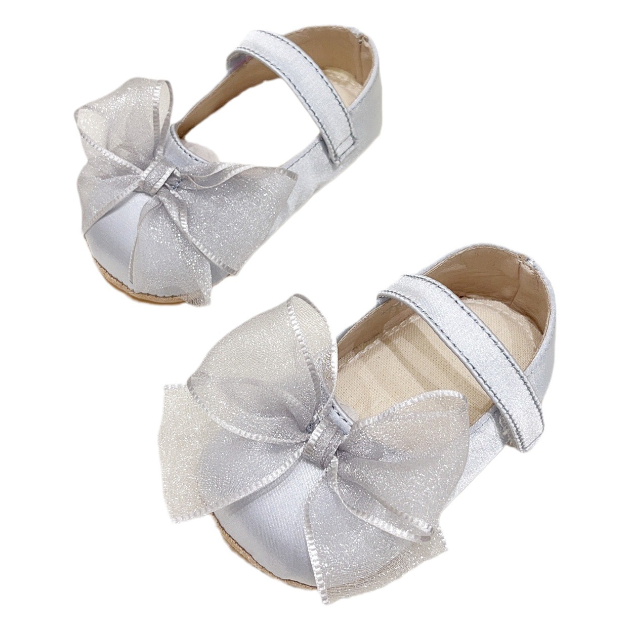 2023 nuevo bebé niña lindo arco princesa zapatos infantil color sólido Velcro antideslizante Niño Zapatos de una sola capa