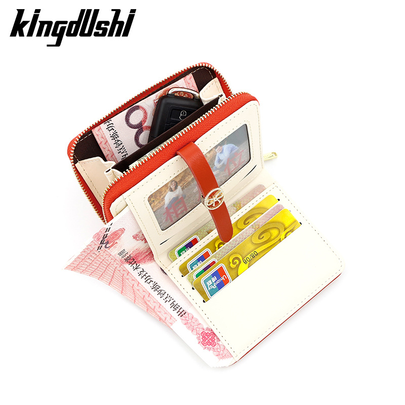 Hebilla de moda de estilo coreano de las mujeres billetera corta de gran capacidad Multi-tarjeta monedero certificado Bolsa De fábrica al por mayor