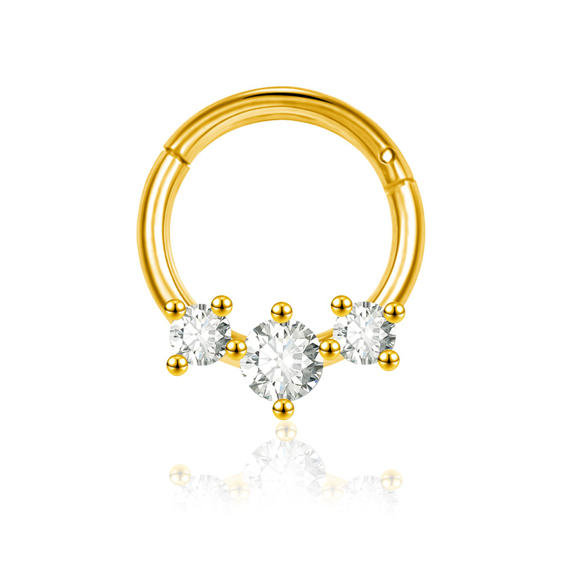 2023 New Hot Sale Zircon Nose Decoration Women's Stainless Steel Diamond Nose Ring Elegant Fashion Spinning Ring Universal Ring detail image 11
