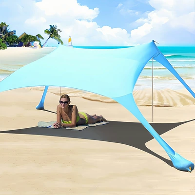 Camping Tent Folding Beach – Avtomobil yan çətirləri - sky-blue-with-2-poles-200170cm