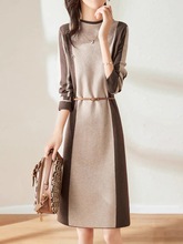 品牌高端羊绒连衣裙女士秋冬季休闲气质时尚舒适优雅羊毛潮流长裙
