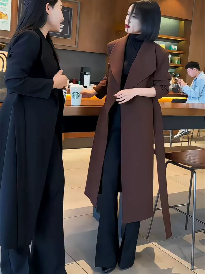 Autumn long fitted brace, trench coat, plus size