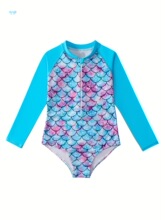 Girls Swimsuits One Piece Rash Guard Bathing Suit Long�羳
