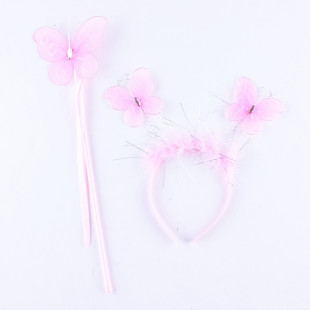 30g Masquerade Ball Performance Supplies Hand Fighter Magic Wand-Butterfly Fairy Stick Butterfly Headband 2 Piece Set