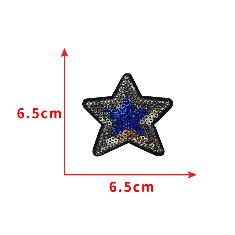 在庫あり 新品 カラフルな五芒星 スパンコール刺繍 布製ワッペン バッグ用パッチ 衣類用ワッペン 多用途刺繍ワッペン 卸売|undefined