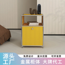 创意铁艺USM模块柜置物定制中古不锈钢模块组合家用简约床头柜