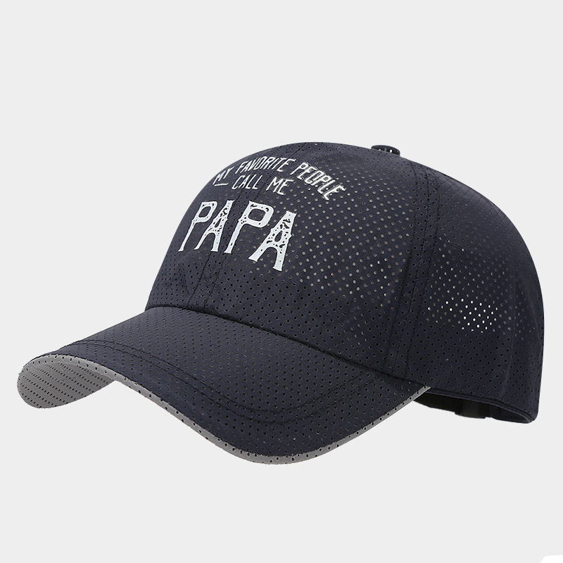 Papá al aire libre respirable malla sombrero de béisbol rápido secado letras retro sombrero de protección solar sombrero de primavera y verano sombrero deportivo
