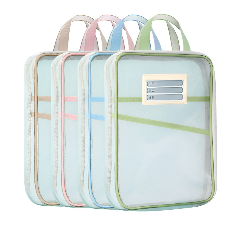 Asunto engrosado A4 Clasificación de estudiantes Bolsa de archivo de malla multicapa Papel de prueba transparente Bolsa de almacenamiento de libros portátil de gran capacidad