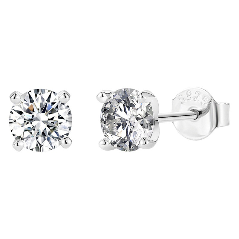 S925 plata esterlina 0.5-1.2 quilates cuatro garra moissanite Stud pendientes de moda Super Flash Stud pendientes para el desgaste del partido