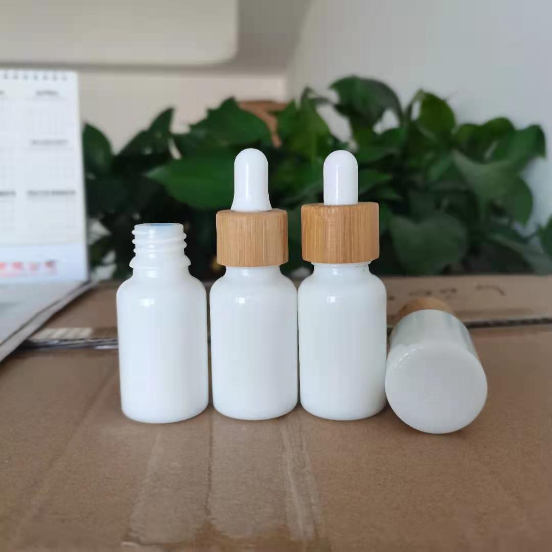 现货白瓷精油瓶木纹盖滴管瓶15ml白瓷瓶 30ml精油瓶木纹盖滴管