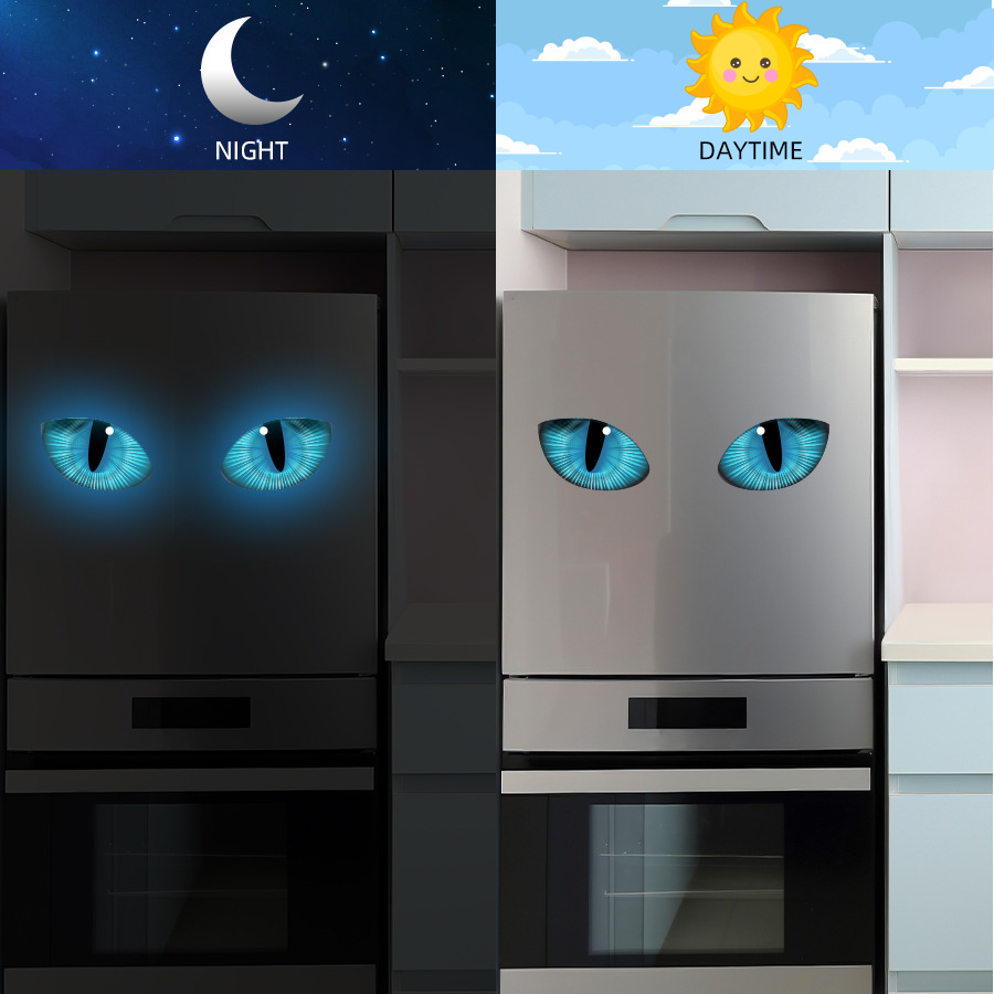 Blue Luminous Cat Eye Wall Stickers 3d Self Adhesive Home Decor_voghion.com
