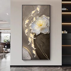 石が回転する9匹の魚の絵、玄関ホールの装飾画、モダンで軽い高級感と高級感のある廊下通路の壁掛け絵画