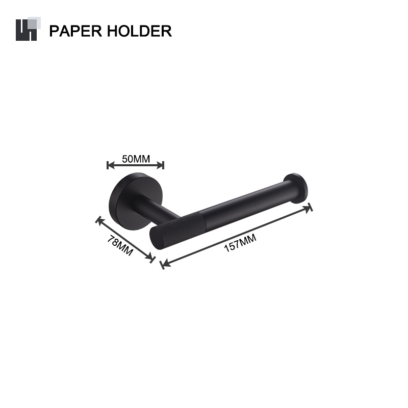 Toallero de baño de acero inoxidable negro mate transfronterizo Toalla de toalla Soporte de toalla de papel Gancho de ropa Baño de hotel Colgante de sala de moleteado de latón
