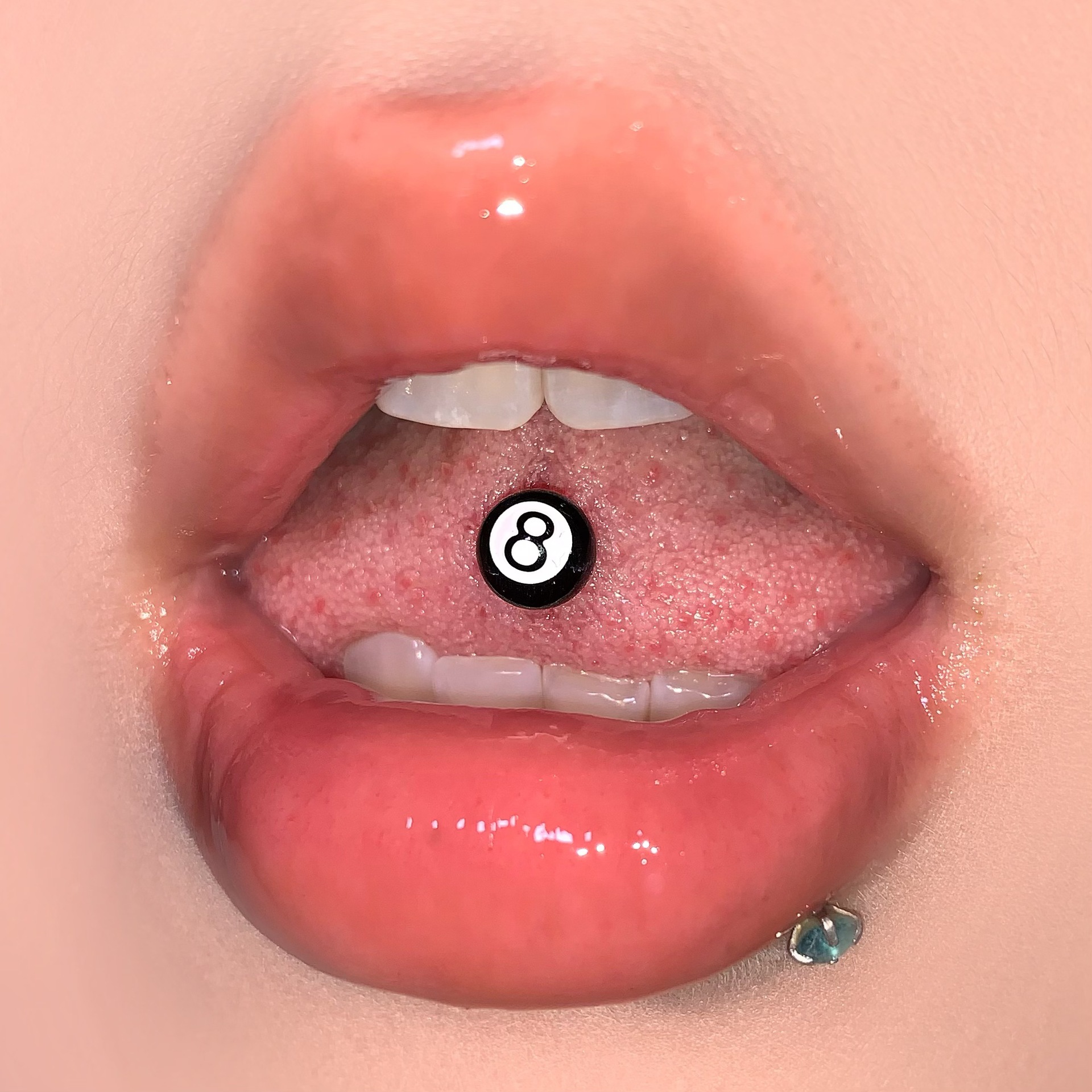 Labret stud lip piercing jewelry styling detail