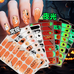 正祥万圣节美甲贴纸防水跨境卡通儿童甲油膜可爱夜光指甲贴纸全贴
