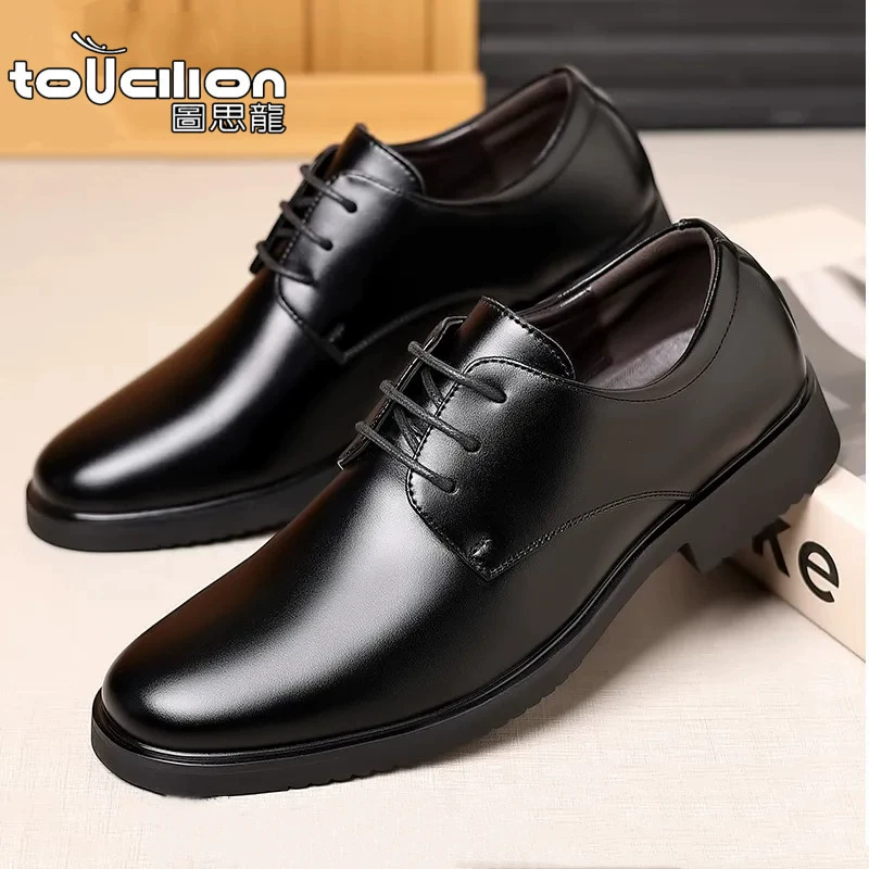 Кожаная обувь, мужская деловая официальная повседневная обувь, дышащая британская универсальная молодежная обувь на мягкой подошве для жениха, свадебный костюм, туфли для жениха