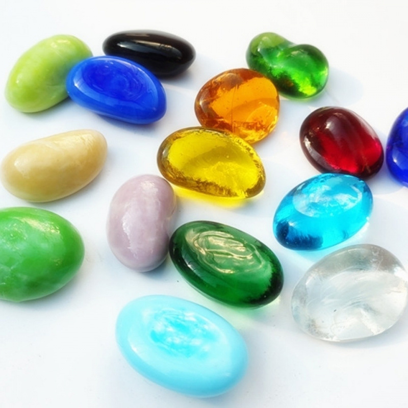 Juguetes de masaje de piedras de vidrio coloridas DIY decoración chimenea acuario de peces jarrón paisaje piedra colorida