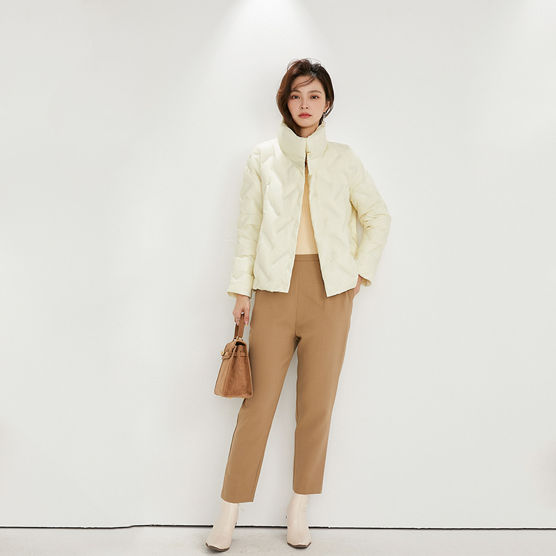 2023新款现货 女式立体压花轻型立领羽绒服韩版女装 货号:2160