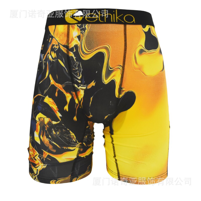 1162 Cross-Border Breathable Men's Underwear 3D Printed Sports Breathable Etc Ice Silk Tight Flat Corner Underwear for Men