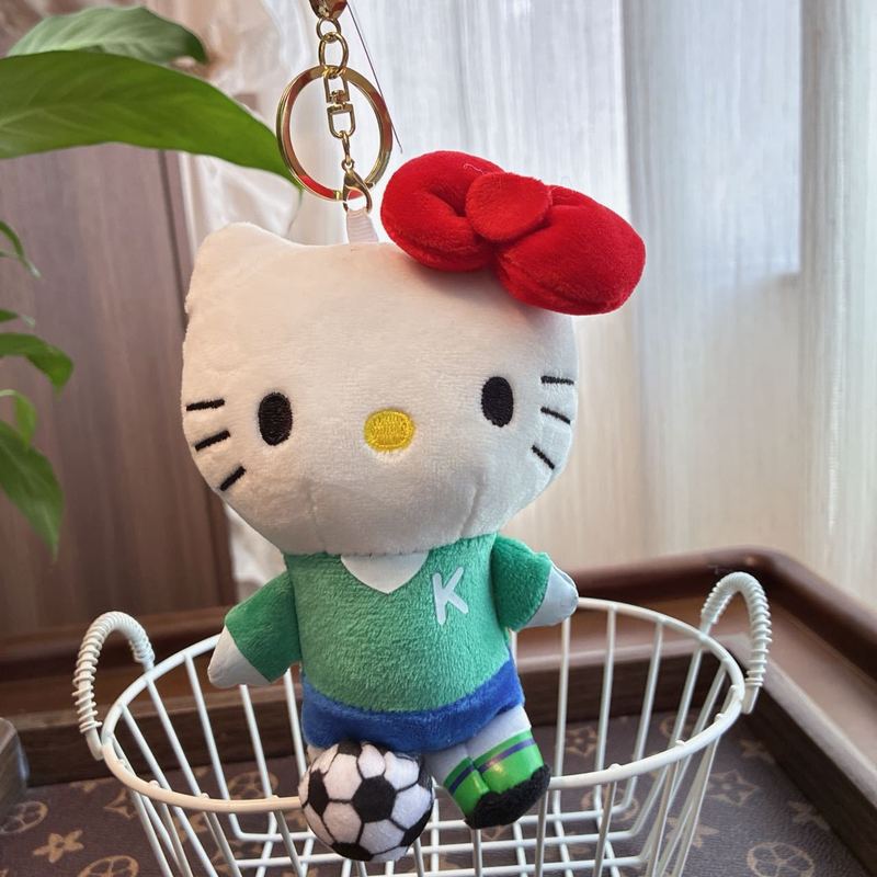 可爱萌足球kt猫小挂件毛绒玩具公仔小猫咪包包挂饰钥匙扣娃娃玩偶|undefined