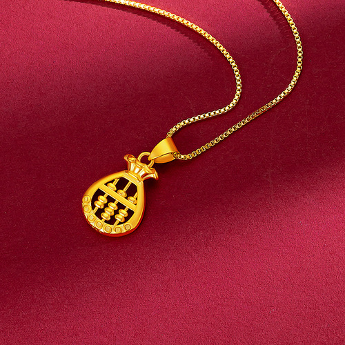 Copper gold-plated lucky bag abacus necklace Zhoujia's same style lucky bag abacus pendant supply wholesale gold-plated lucky bag abacus