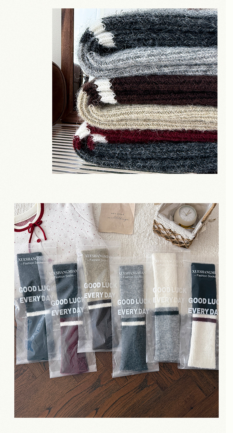 Scaldamuscoli Bootshang Calzini in maglia di cotone a contrasto di colore Calzini in lana da donna Scaldamuscoli Maillard spessi e caldi in stile retrò per polpacci_voghion.com