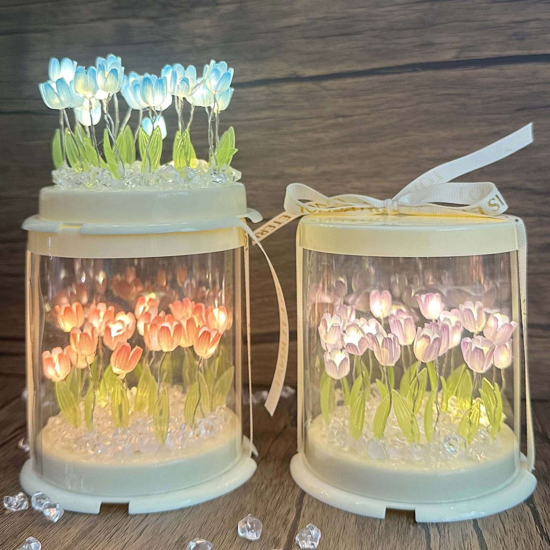 Tulip Night Light f Red luminosa Diy Adornos hechos a mano Luces ambientales para enviar regalos de cumpleaños para novios de niñas