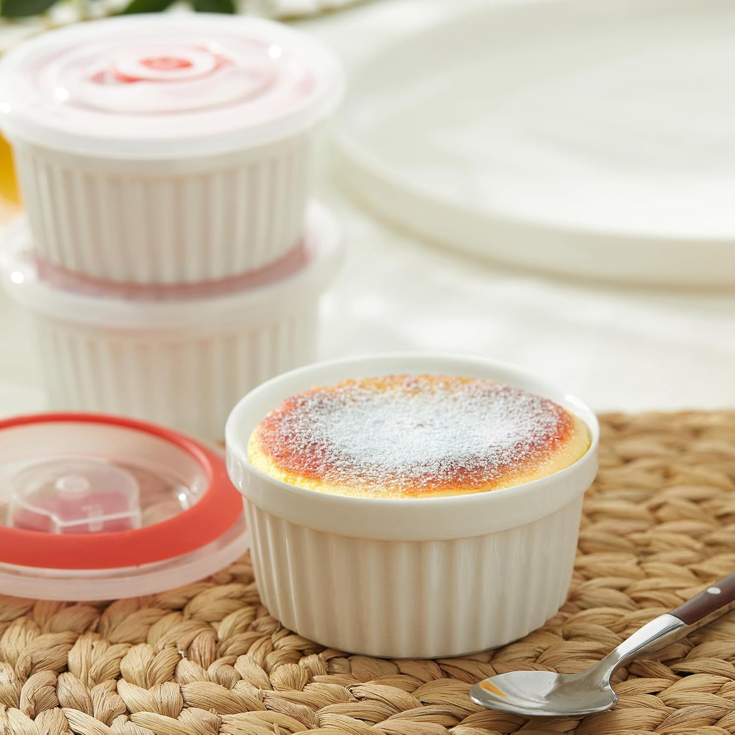 Tazón de Cerámica para Helado o Pudín, Multiusos, Antiadherente, Resistente a Altas Temperaturas, Apto para Horno y Microondas, Vajilla Especial para Postres