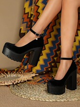 M 49750 Black Suede Mary Jane Heels ��ɫ�q��߸�Ь