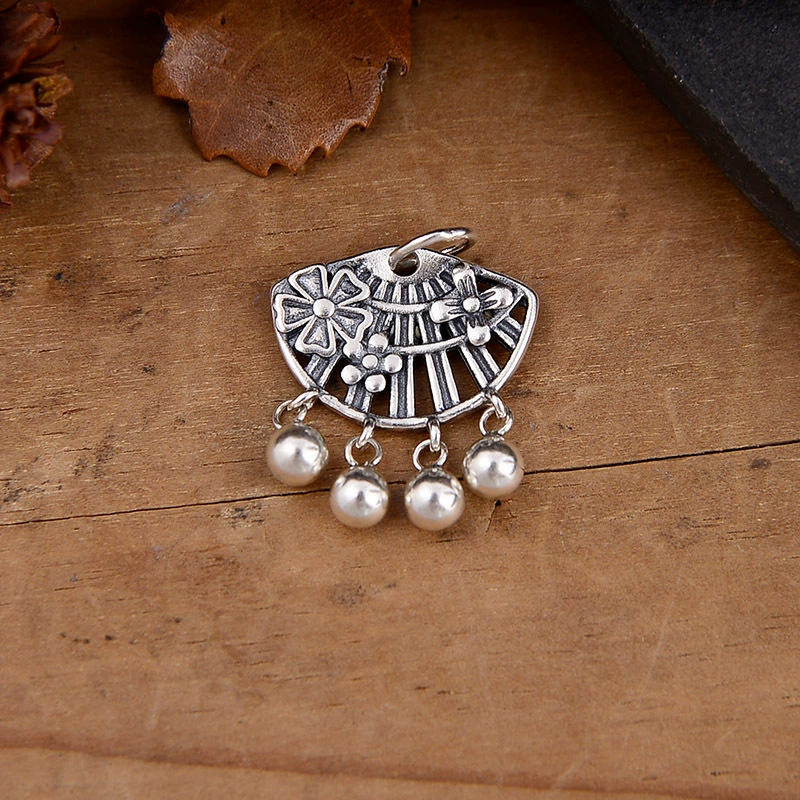 Retro matte pendant, small accessory flower-shaped, bracelet, accessories, S925, silver 925 sample