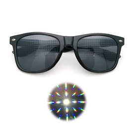 跨境抖音爆卖米钉烟花眼镜衍射爱心特效光学镜舞会灯光秀墨镜现货