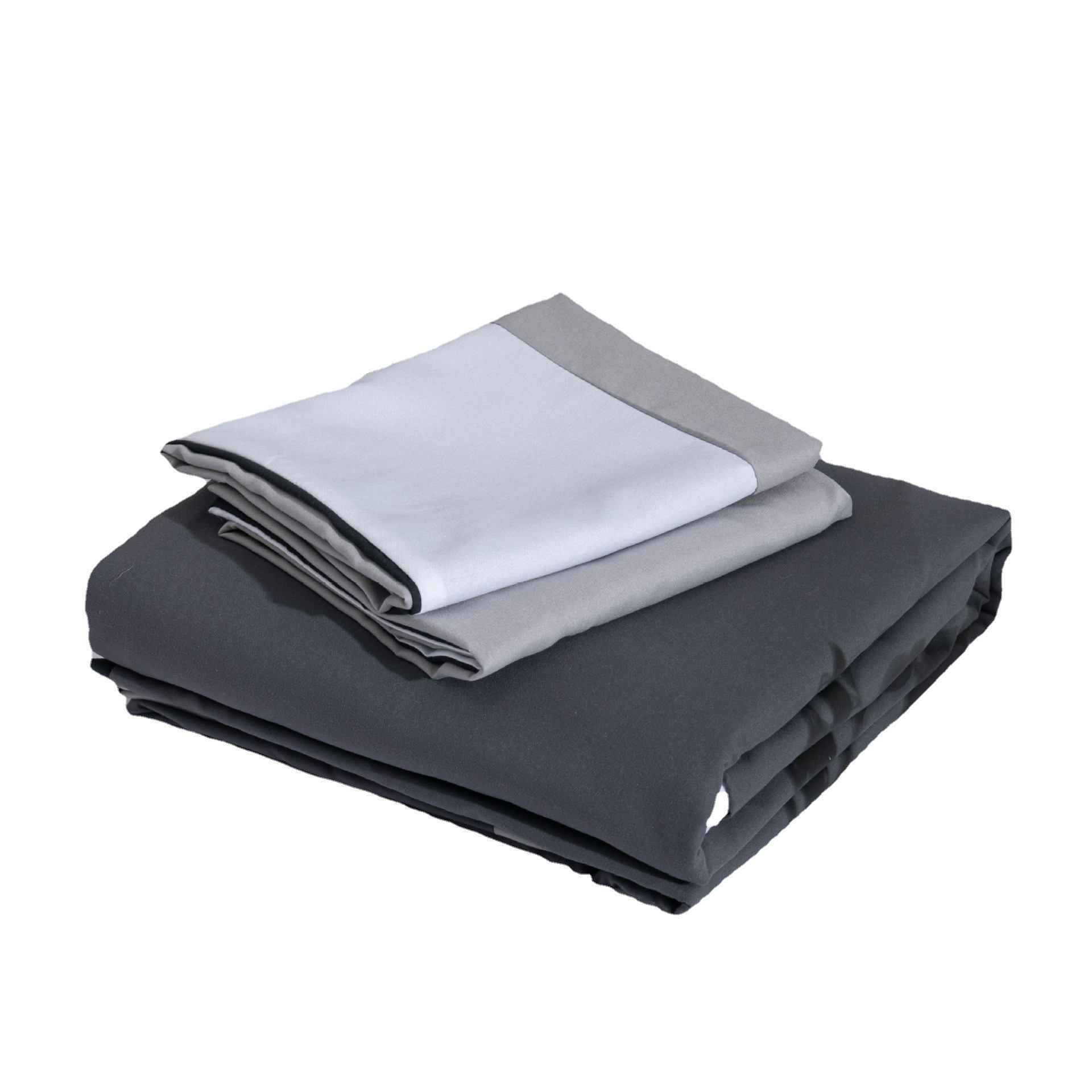 Bettwäsche, einfaches, einfarbiges, mattes Spleißen, dreiteiliges Bettbezug-Set_voghion.com