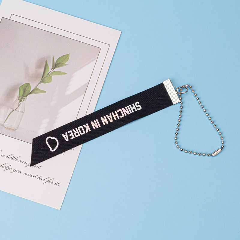 Customized Korean Laser Reflective Label Keychain Ribbon Lanyard DIY Woven Lanyard Embroider Sling Bag Pendant