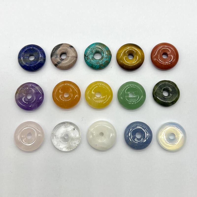 Tiger's Eye Crystal Agate 15mm Peace Buckle DIY Jewelry Accessory Necklace Sweater Chain Car Pendant Rose Quartz